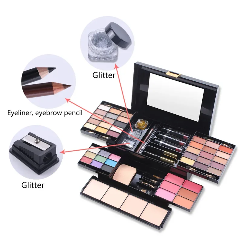 Professional Makeup Set Box Matte Glitter Eyeshadow Foundation Powder Kit Blush Women Multi-functional Palette Cosmetic Case