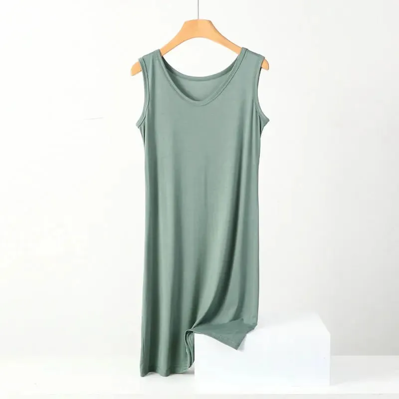 Summer Modal Sleeveless Dress Solid color Tank dress Large size 8XL Mid-Length Bottoming Cami dresses All match — image 11