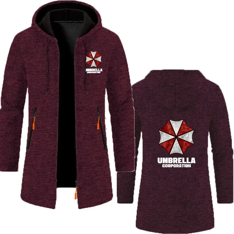 Umbrella company Men's long Hoodies Spring And Autumn Solid Color Zipper Pullover Comfort Harajuku Top Sweatshirts