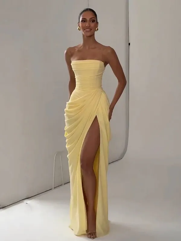 섹시한 솔리드 Pleated 홀터 드레스 여성 패션 민소매 Backless 허리 cinching 분할 맥시 드레스 2026 여름 레이디 파티 가운 — image 10