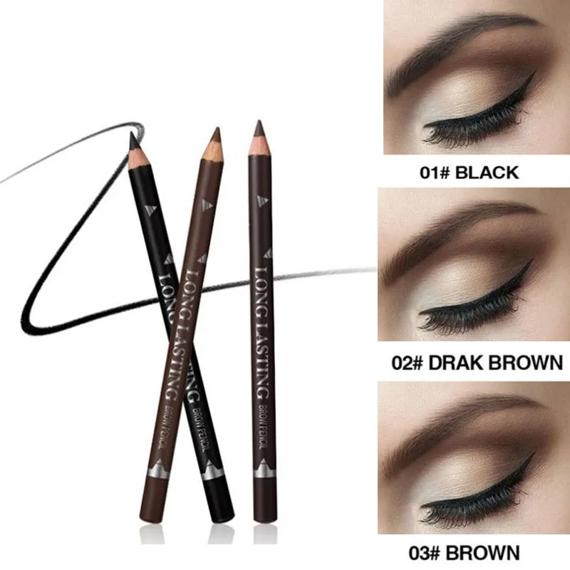 2pcs MENOW 3 Colors Long Lasting Waterproof Eyebrow Pencils Double Use Wooden Pole Eyeliner Permanent Makeup Tattoo Accessories — image 2
