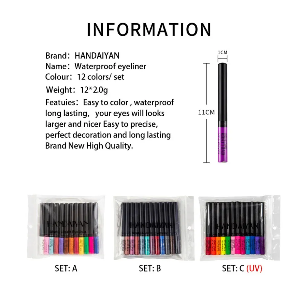 12pcs Colorful Waterproof Eyeliner Pen Set Fluorescent Matte Long-Lasting 24hrs Eye Liner Pencils for Face Makeup Decoration — image 6