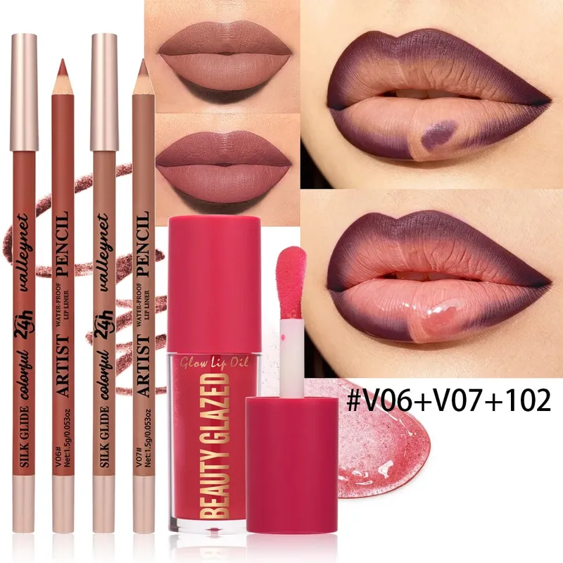 3Pcs/Set Matte Velvet Lip Liner Lip Oil Lip Combo Long Lasting Waterproof Lipliner Lip Makeup — image 4
