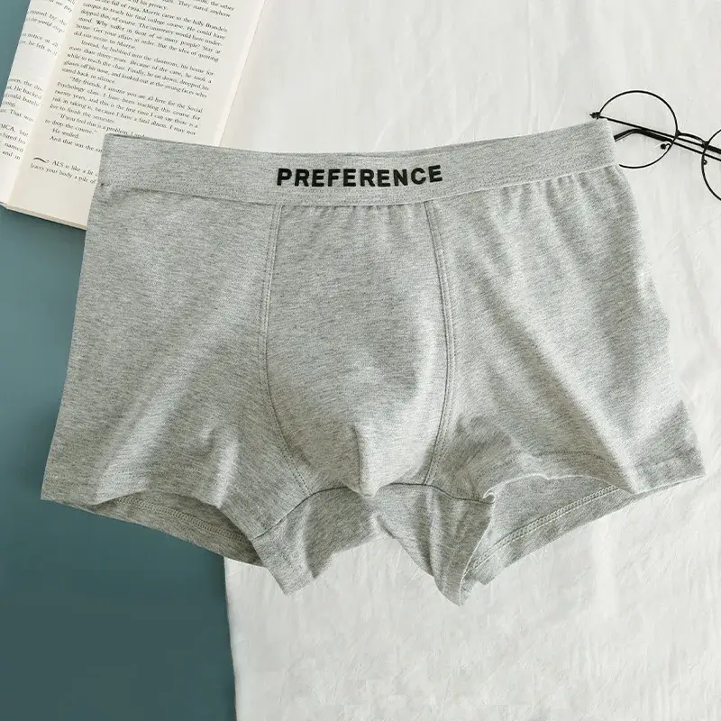 [Bloom the love] New White Solid Boxer Men Underwear Cotton Mens Boxers Breathable Cuecas Masculinas Man Size Plus L-3XL 2090KL