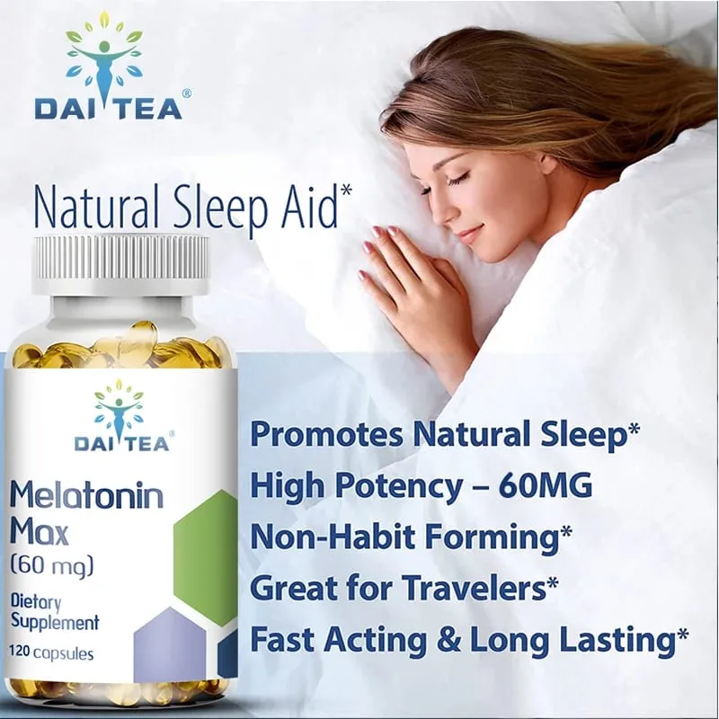 Melatonin Capsules Dietary Supplement - Relieve Insomnia Help Improve Sleep Quality Reduce Waking Time Help Deep Sleep — image 1