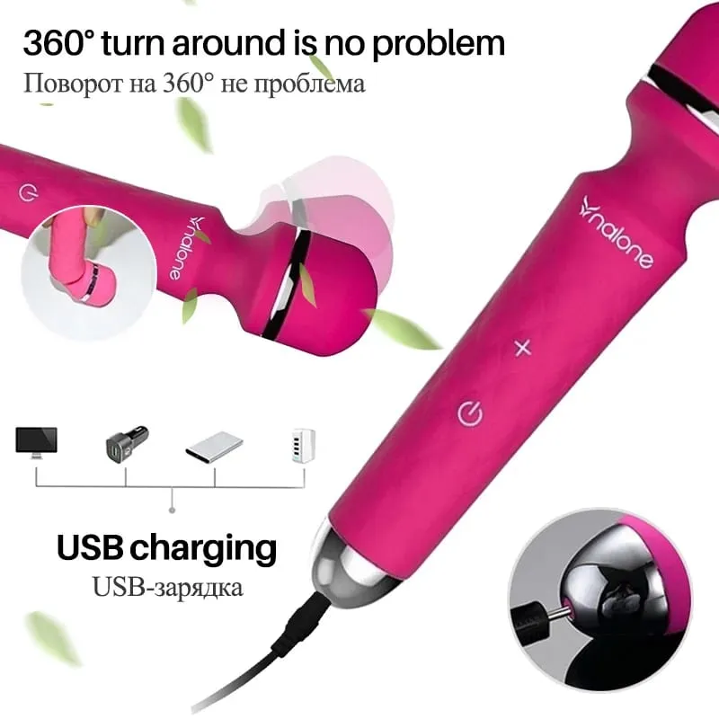 Nalone Rock Powerful Clitoris Vibrator USB Recharge Magic Wand AV Vibrator Massager Sexual Product Erotic Sex Toys for Women — image 4