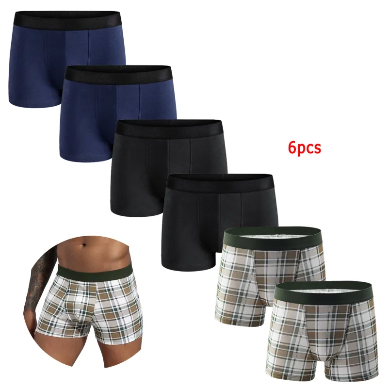 6pcs Pack Cotton Boxer Briefs Men shorts Panties Underwear For Man Brand And Underpants Homme Luxury BoxerShorts Box Slip Box