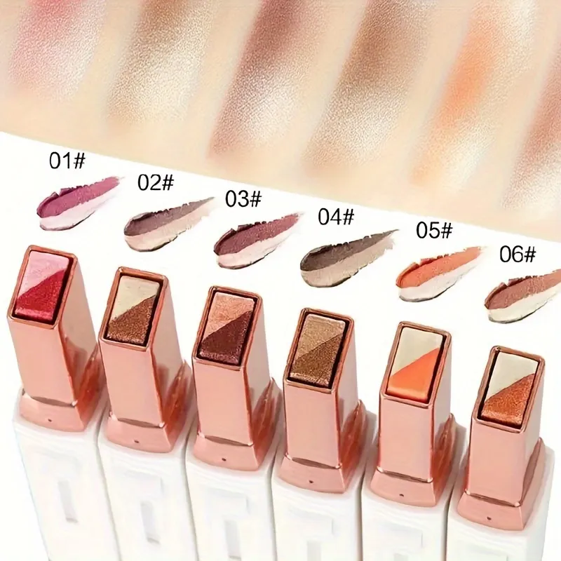 Double Color Eyeshadow Stick Pearlescent Eyeshadow Pencil Glitter Liner Highlighter Multicolor Eye Shadow Eyes Makeup Cosmetics