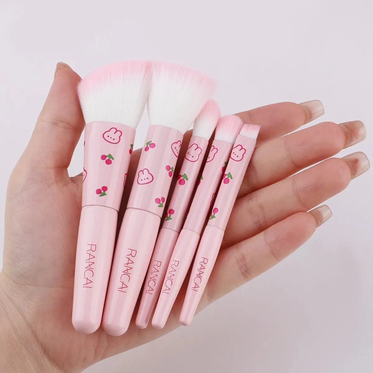 Bộ 5 Cọ Trang Điểm Nhỏ Gọn Dễ Thương Có Hộp Đựng Cọ Cao Cấp Dùng Cho Kem Nền Hoàn Hảo Má Hồng Phấn Mắt Ứng Dụng Dụng Cụ Làm Đẹp — image 4