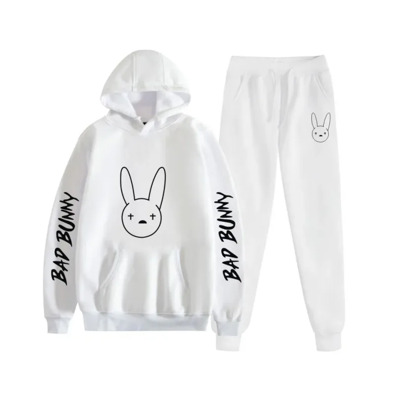Costume Harajuku confortable imprimé mauvais lapin, sweat-shirt et pantalon de survêtement pour femmes, sweat à capuche + pantalon, ensemble 2 pièces pour garçons/filles — image 9