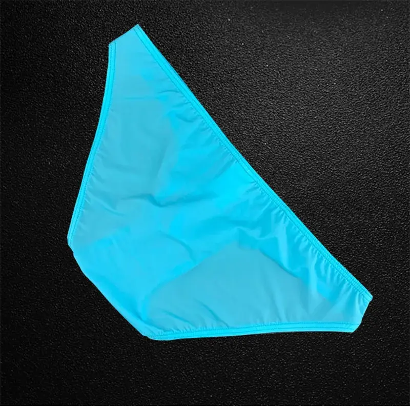 Mens Briefs Ice Silk Ultra Thin Underwear Sexy U Bulge Pouch Male Panties Elastic Comfort Quick Drying Knickers Underpants — image 5