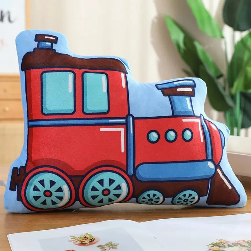 Public Transportation Colorful Plush Pillow Stuffed Excavator Motorbike Tank Airplane Sofa Room Decor Cushion Men Present — image 15