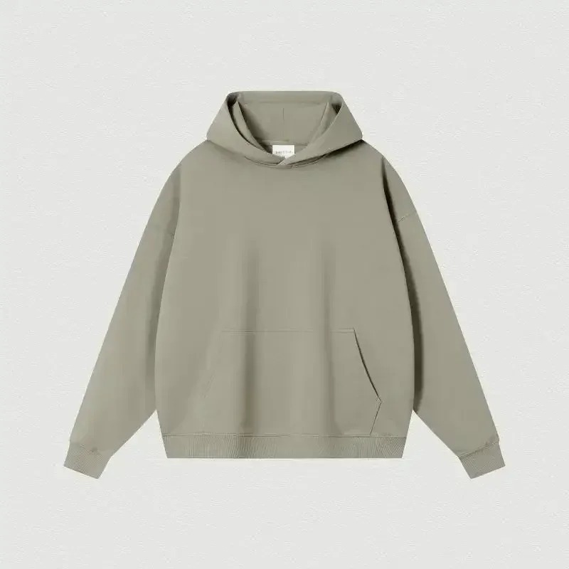 400GSM Oversized Frency Terry Autumn Winter Casual Cotton Men Woven High Quality Top Solid Color Hoodies Sweatshirt Streatwear — image 13