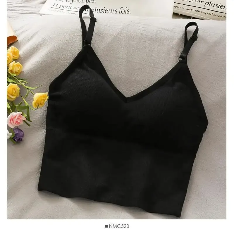 Womens Tops Sexy Tank Top Women Built In Bra Solid Color Camis for Women Crop Top Off Shoulder Sleeveless Camisole 2024 New — image 9