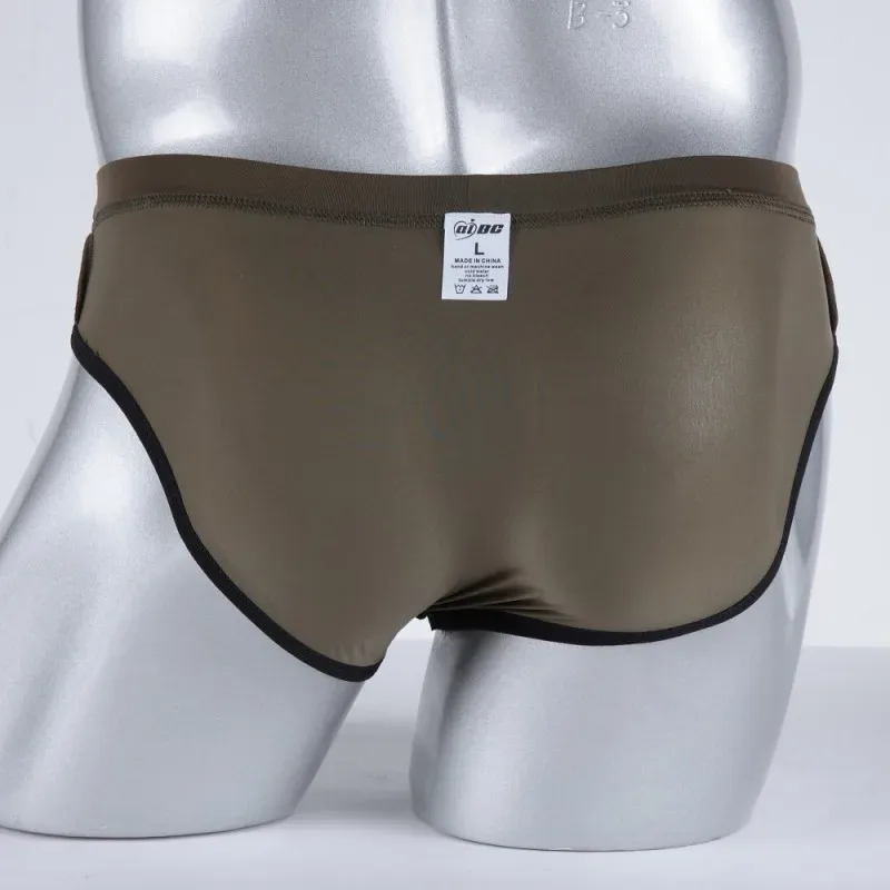 Men's Erotic Briefs Elephant Nose Open Sheath Bikini Gay Sexy Thin Ice Silk Penis Bulge Separate Elastic Quick Dry Sports Tangas — image 17
