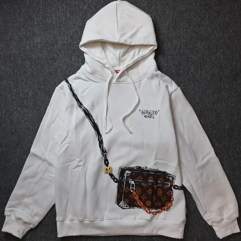 Hip Hop Men Cotton Pullover Hoodies Sweatshirts Thicken Japanese Style Hooded Puffer Fish Print Men&Women Outdoor Sportswear