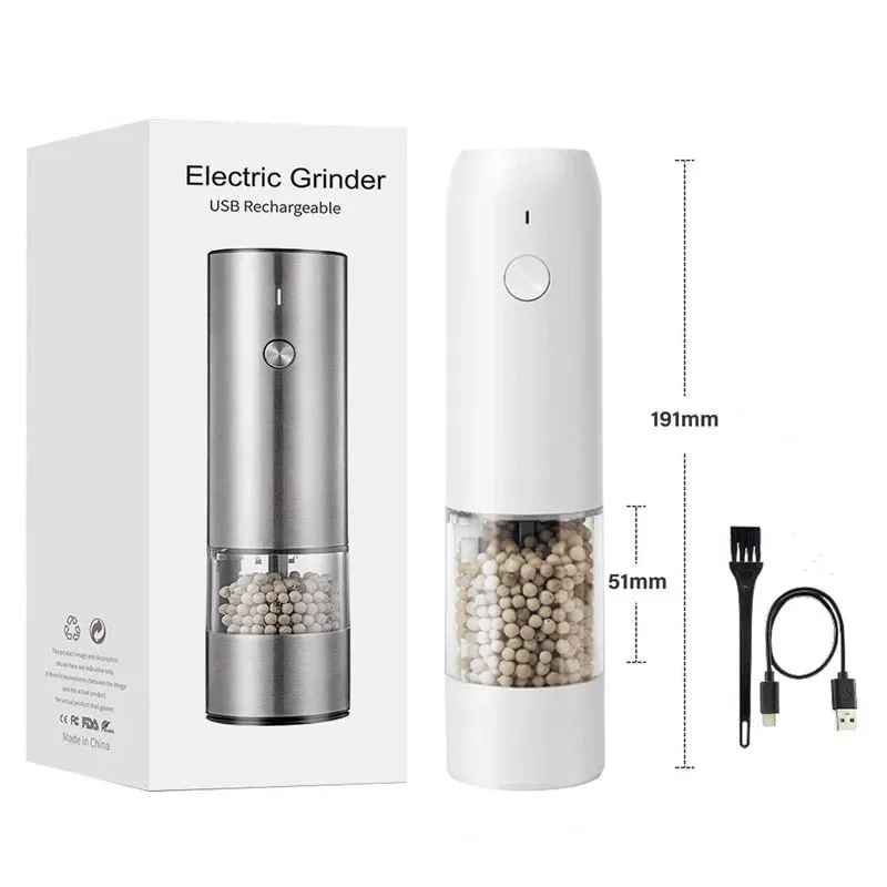 Electric Automatic Salt and Pepper Grinder Set Rechargeable With USB Gravity Spice Mill Adjustable Spices Grinder Kitchen Tools