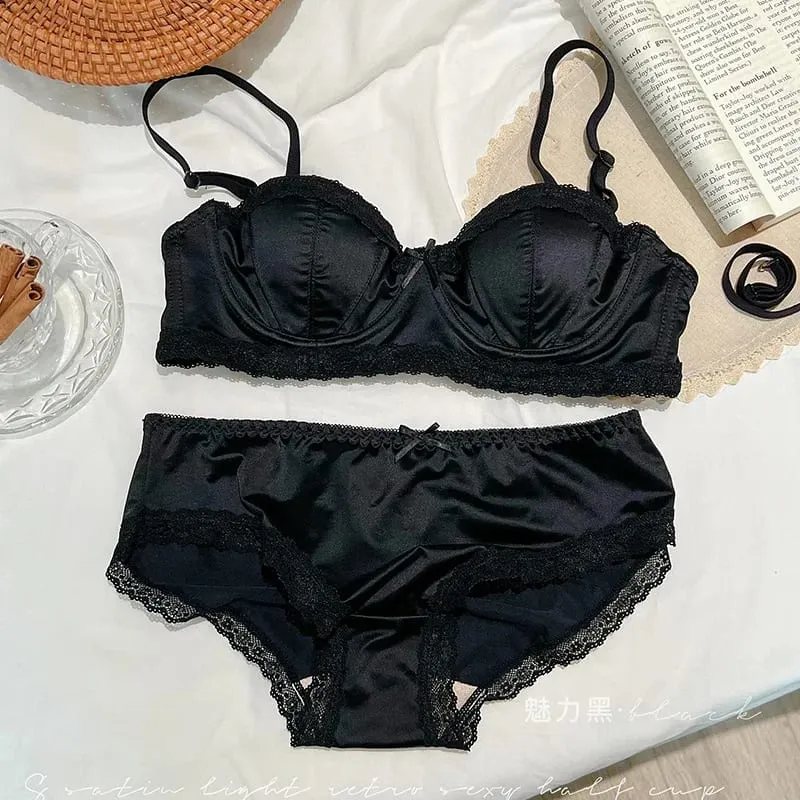 Seamless Satin Silky lingerie Thin little bra with push-up and anti-sagging pull-back bra