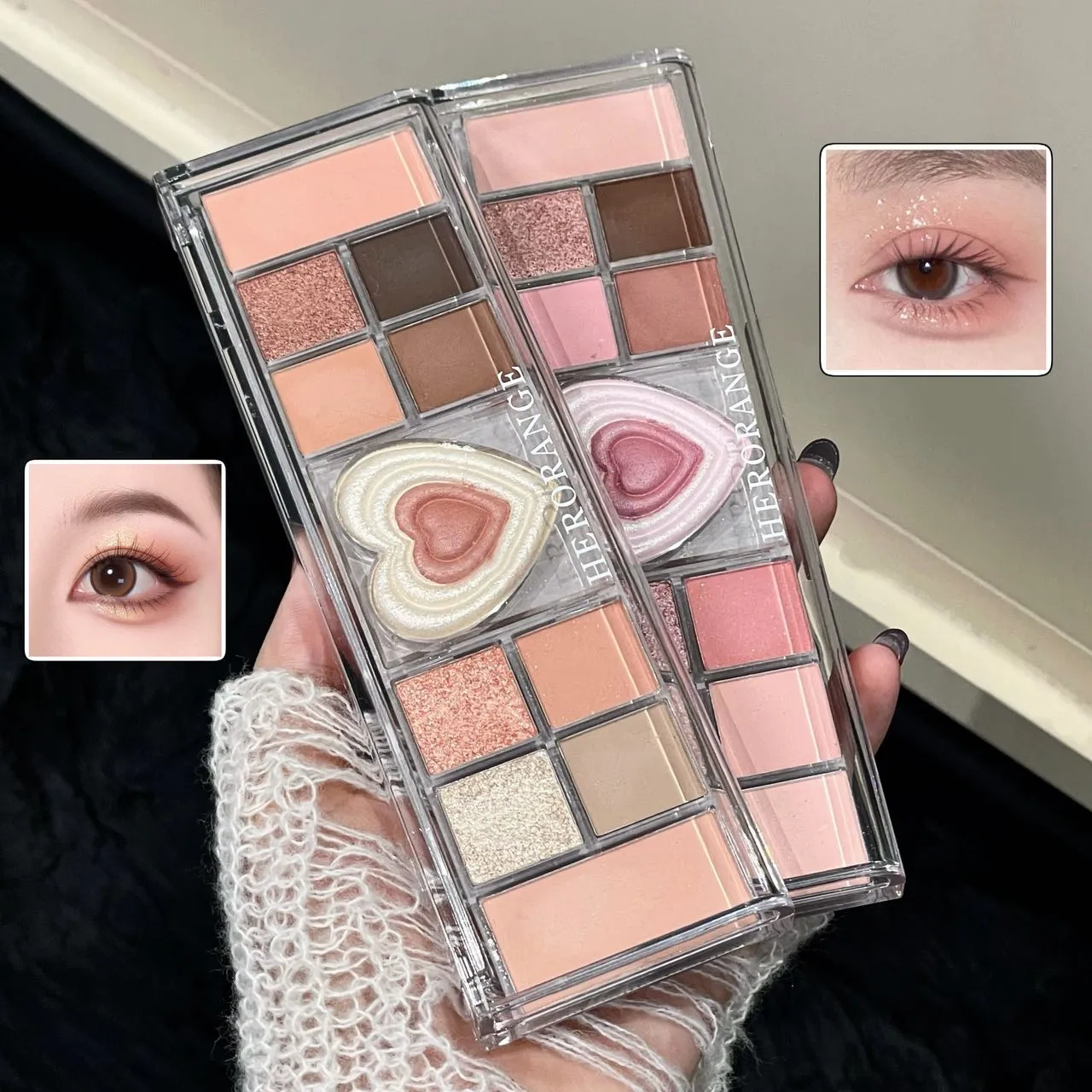 Palet Rias Mata Aprikot Teh 12 Warna Palet Eyeshadow Saturasi Rendah Mutiara Matte Berkilau Warna Bumi Kecantikan Eye Shadow — image 5