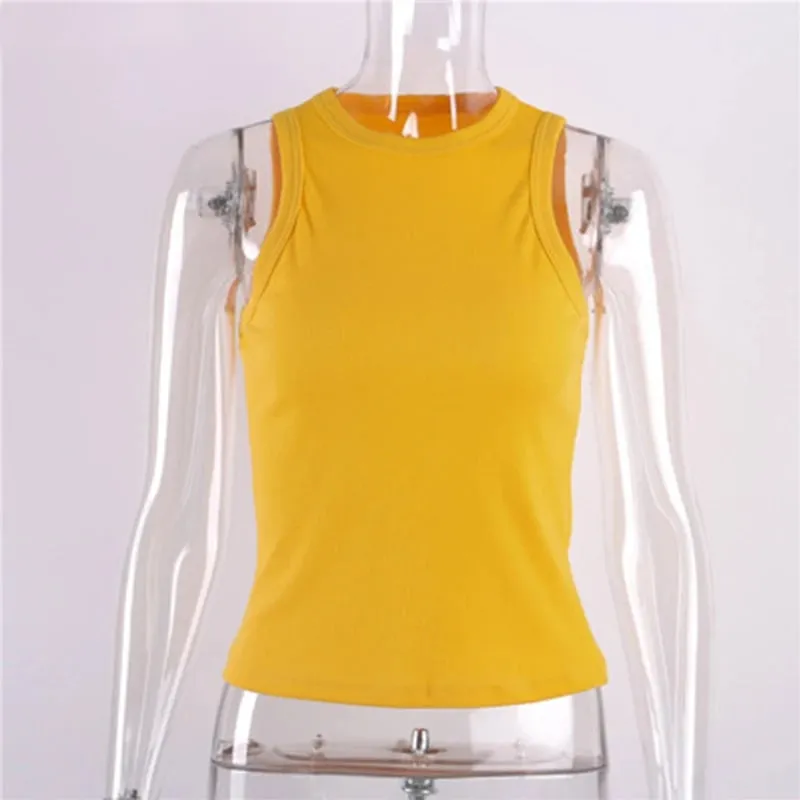Ribbed Knitted Tops Neck Summer Basic Shirts White Black Casual Sport Vest Off Shoulder Green Women's Tank Top — image 14