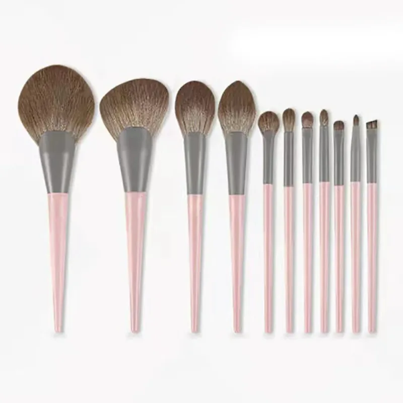 11 pcs Pink Makeup Brushes Set Vegan Eyebrow Eyelash Powder Synthetic Hair Foundation Brush Make Up Tools For Women