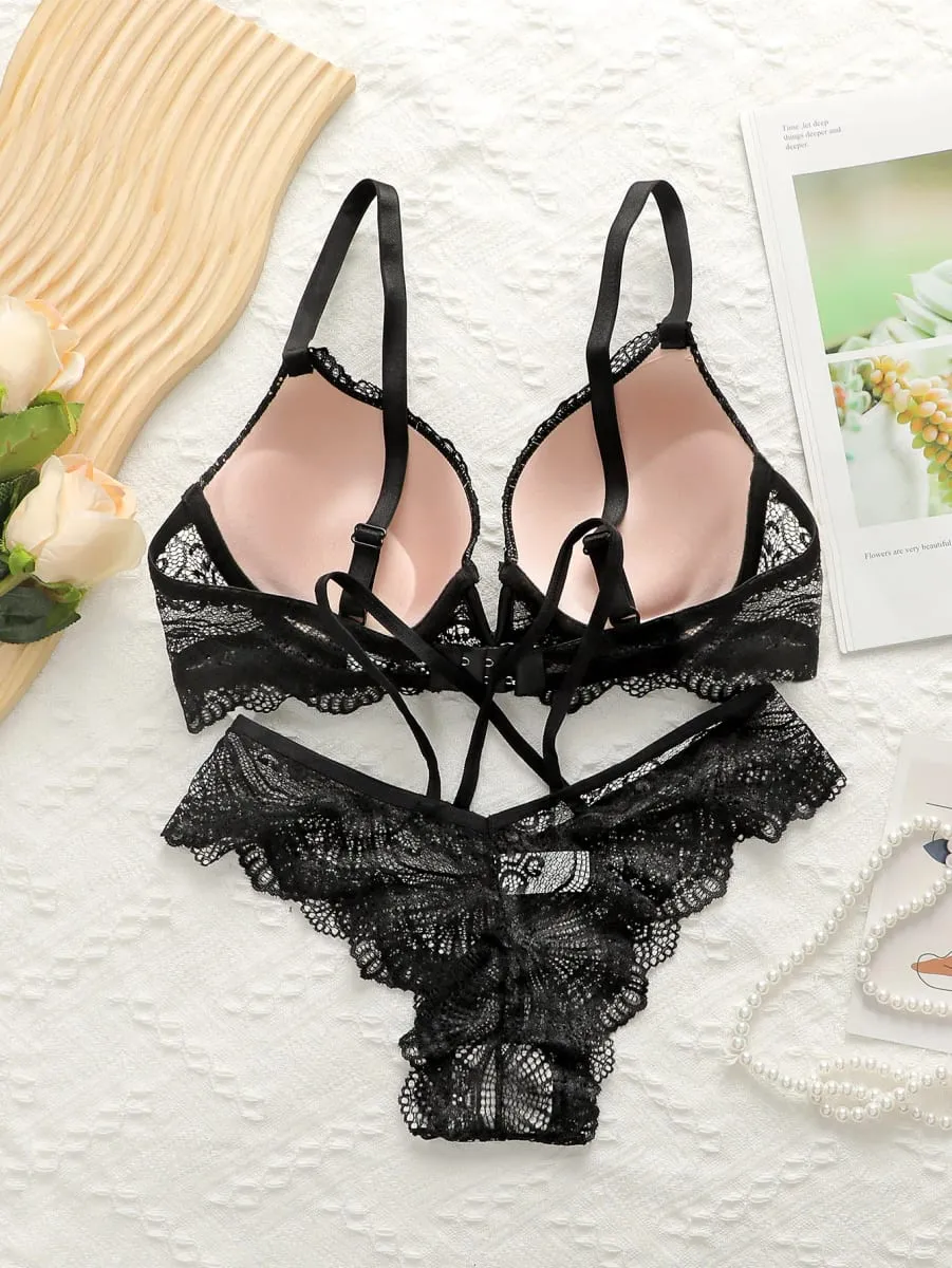 2024 New Women's Latest Production And Sales Pull Gathering Lace Underwear And Underwear Set U093 — image 2