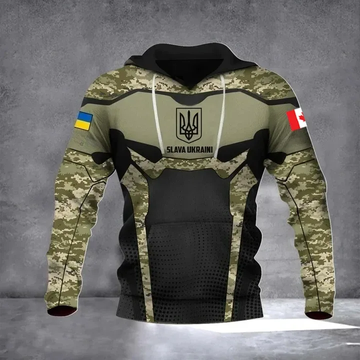 New Ukrainian national emblem Canada Flag Camo printed hoodies 3D Men Women casual pullover military hooded Sweatshirt clothing — image 17