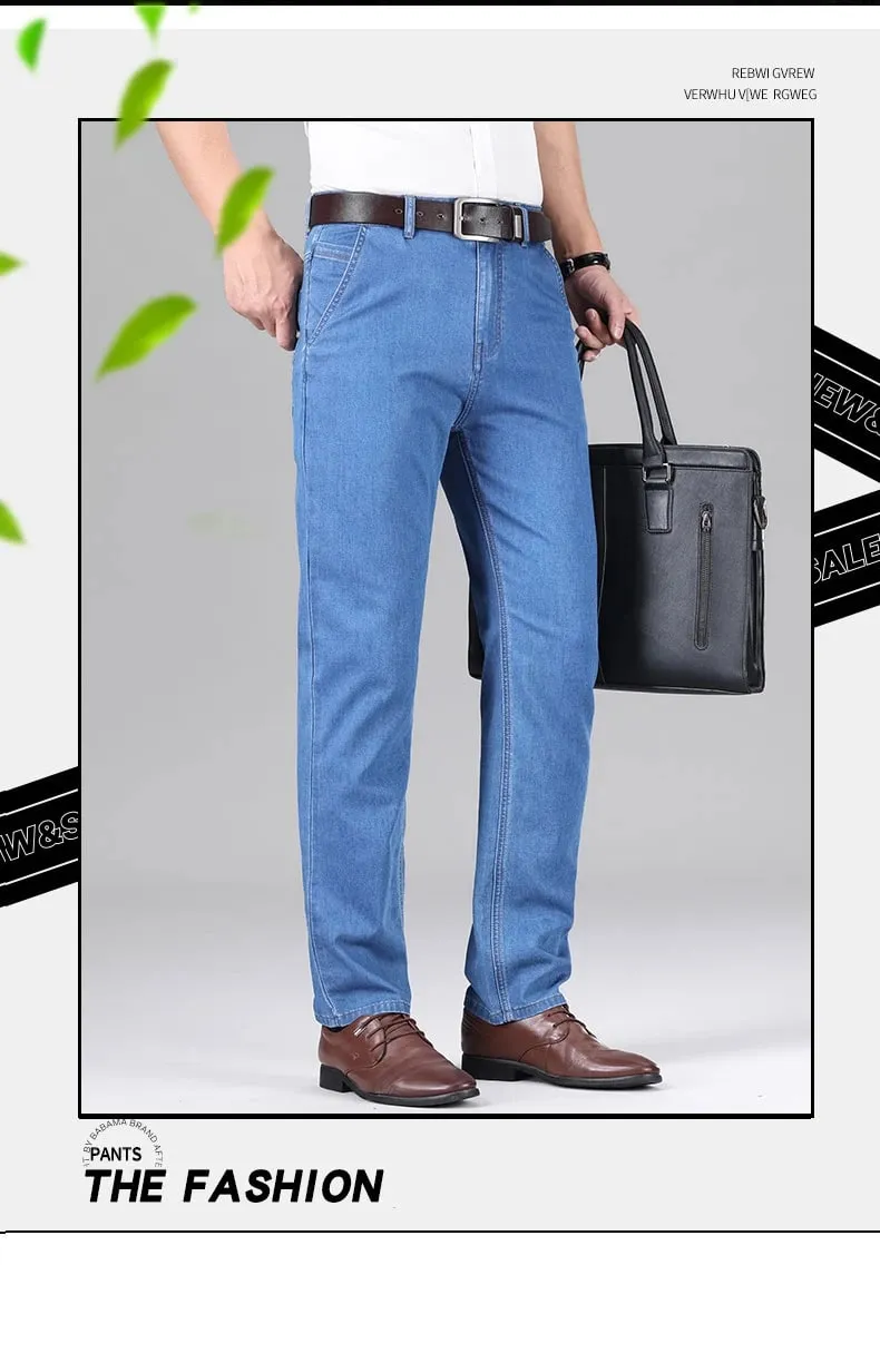 New Lyocell Fabric Jeans Men Summer Thin Business Straight Leg Loose Trousers Men's Casual Long Pants Large Size — image 9