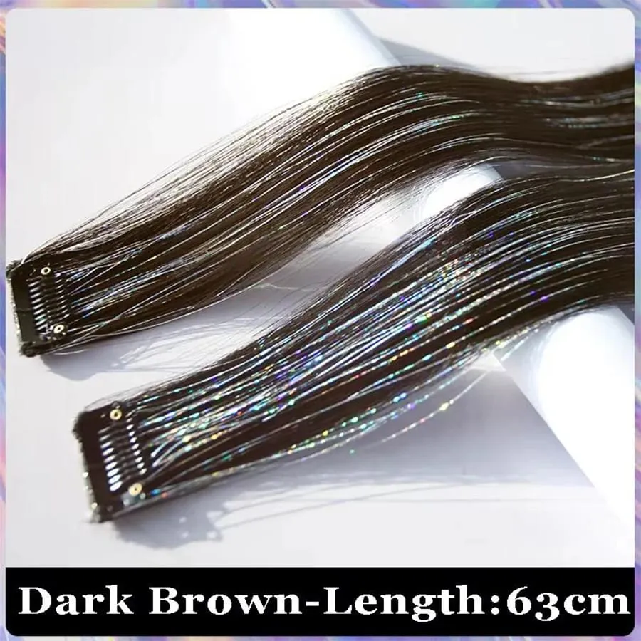 Synthetic Ear-dyed Laser Wig Piece One-card Seamless Feather Hair Extension Artifact Girl Group Stage Headdress Patch — image 13