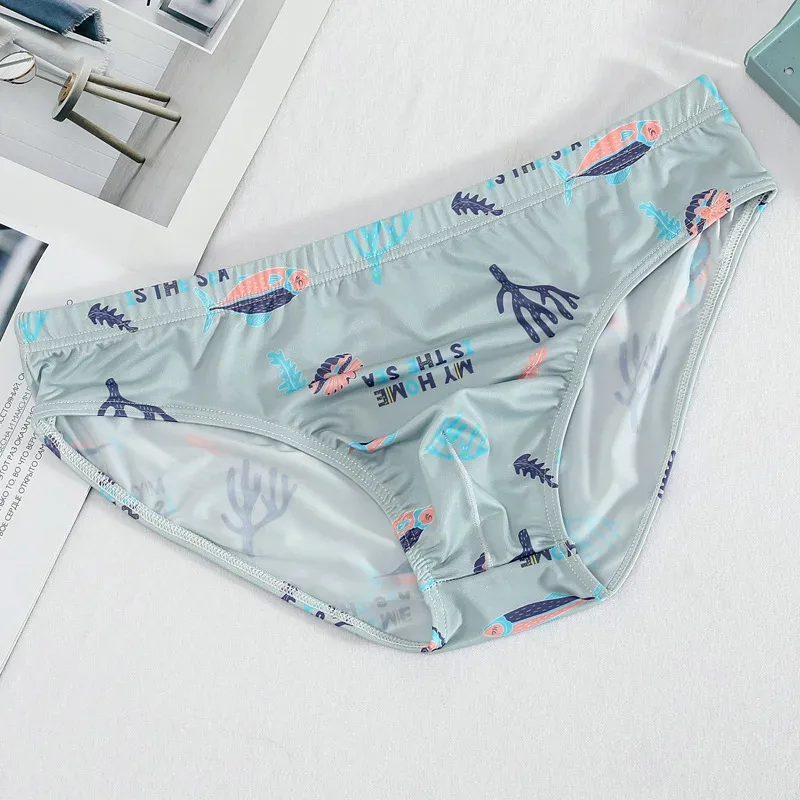 Men's Briefs Translucent Cartoon Printed Ice Silk Slippery Sexy Breathable Summer Low Waist U Convex Pouch Lingerie Underpants — image 6