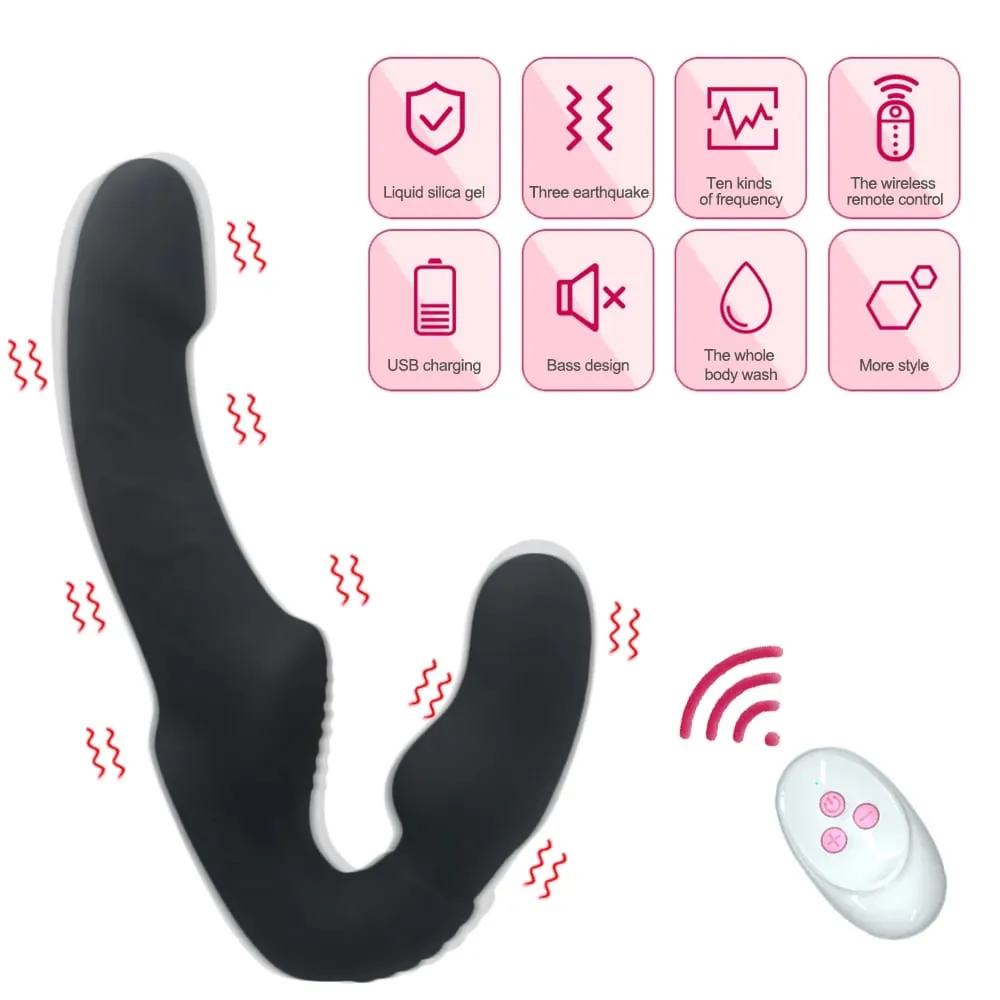 Strapless Strapon Dildo Vibrator Female Double Vibrating G Spot Stimulate Clitoris Anal Massager Adult Sex Toys For Women Couple — image 4