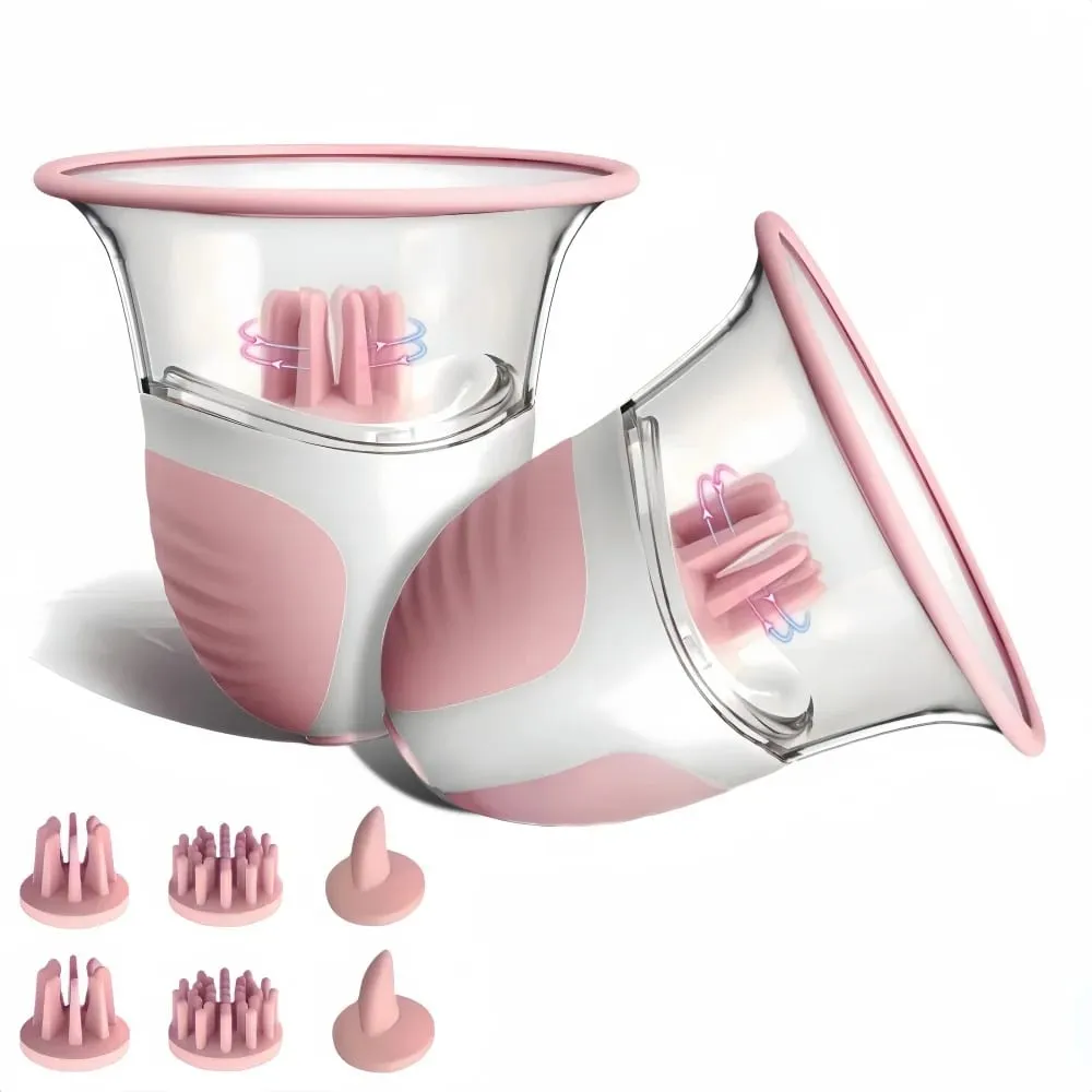 Breast Enlargement Suction Vibrator Rotating Tongue Licking Vacuum Pump chest Massager Nipple Stimulation Masturbator Sex — image 1