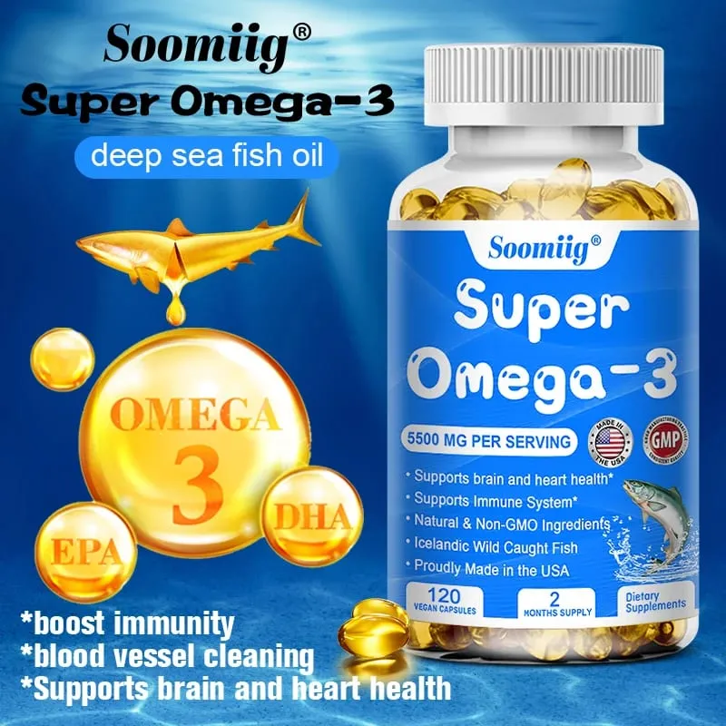 Omega 3 Fish Oil - with DHA & EPA - Supports Brain Nervous System Cardiovascular Skin Health Antioxidant - 120 Capsules — image 4