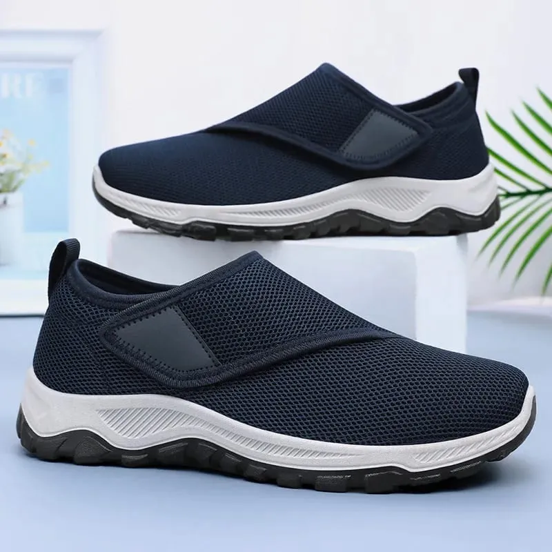 Men's Casual Sneakers Soft Comfortable Male Shoes Hook-loop Adjustable Wide Feet Walking Shoes Outdoor Anti-slip Sport Shoes