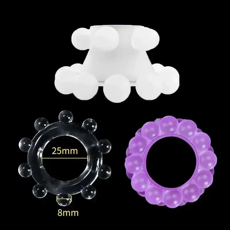3 pièces extensible rester dur perlé anneau de coq retarder l'éjaculation formateur scrotal liaison balle civière Silicone Cockring hommes jouets sexuels