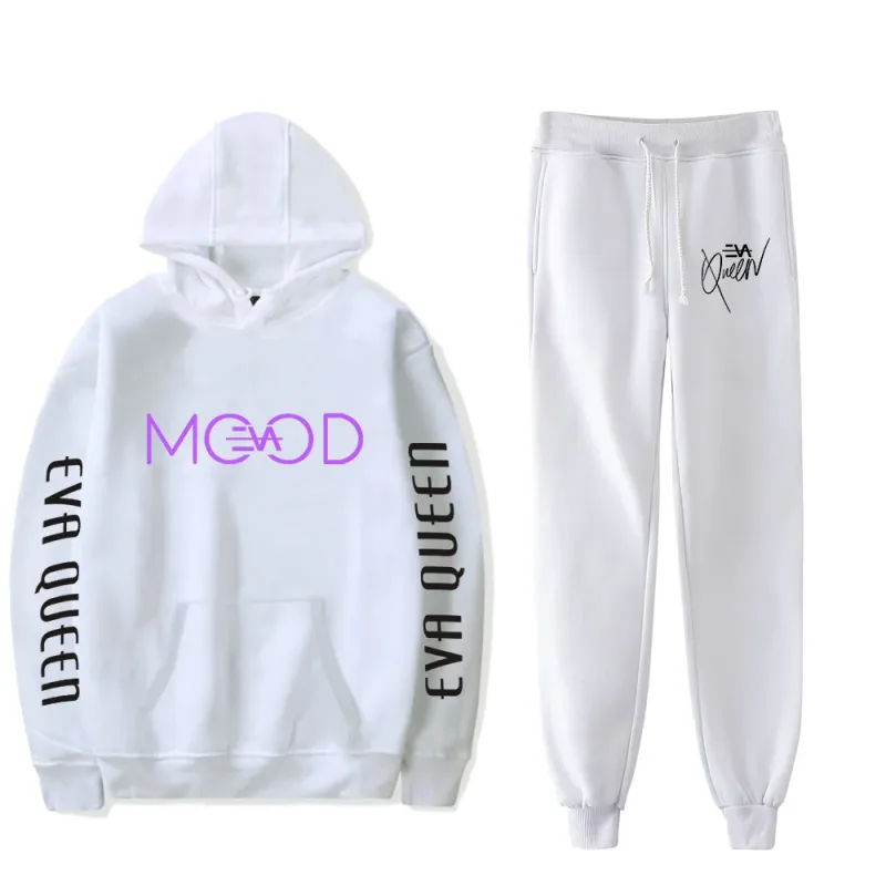 Hip Hop สบาย Eva Queen พิมพ์เสื้อกันหนาว Sweatpants ชุด Hoodies + กางเกงชุดชาย/หญิง 2 ชิ้นชุดเสื้อผ้า — image 5