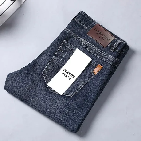 2026 Straight Regular Blue Slim Fit Stretch Denim Trousers Spring Autumn Men Classic Jeans Business Fashion Men's Smart Jeans
