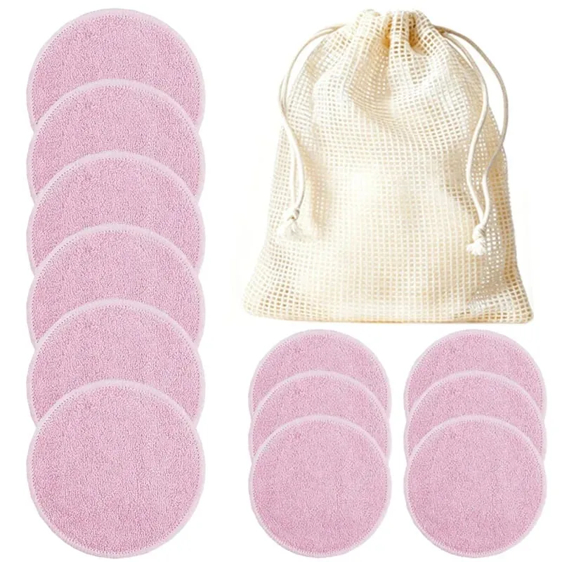 12pcs 재사용 가능한 목화 패드 빨 수있는 메이크업 리무버 디스크 빨 수있는 라운드 대나무 메이크업 패드 스킨 케어 도구 HZM06 — image 8