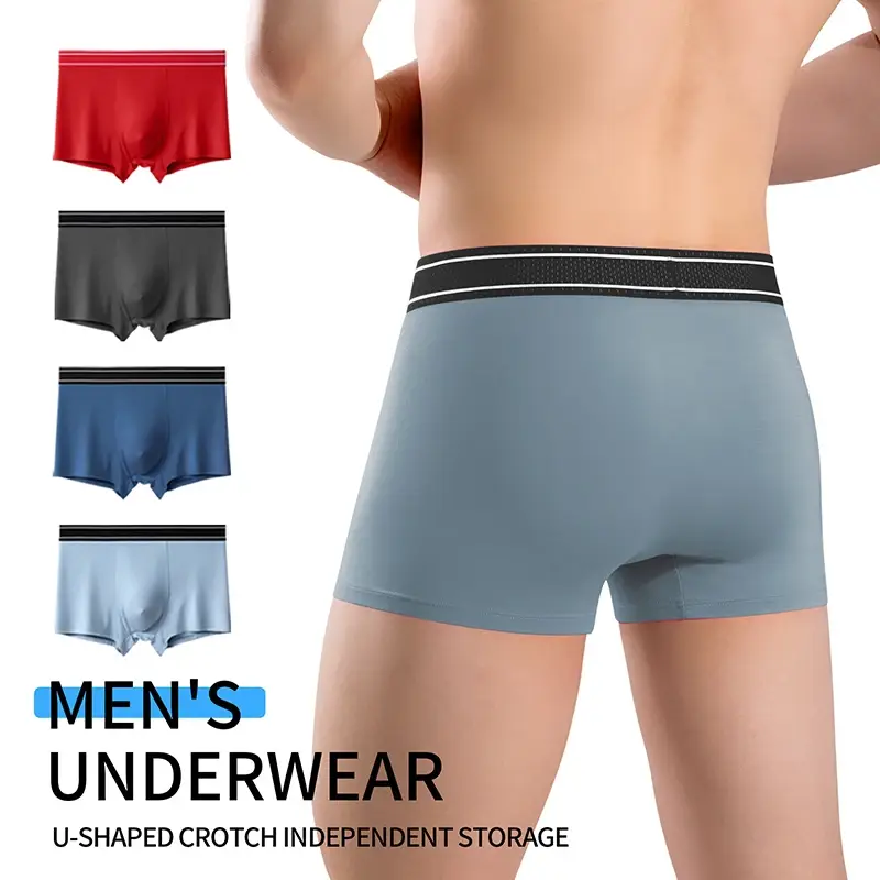 Mens Modal Boxer Shorts Seamless Seperation Bullet Pouch Soft Panties Large Size Breathable Underpants Comfortable Underwear — image 8