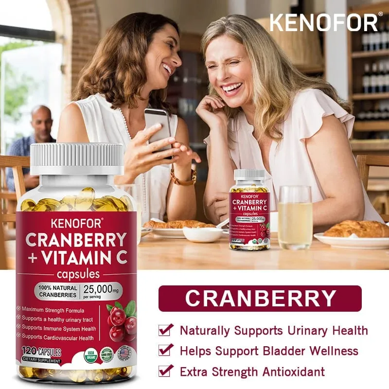 Cranberry Supplement with Vitamin C 25 000mg Immune & Antioxidant Support Women Urinary Tract Health Supplement Non-GMO — image 5