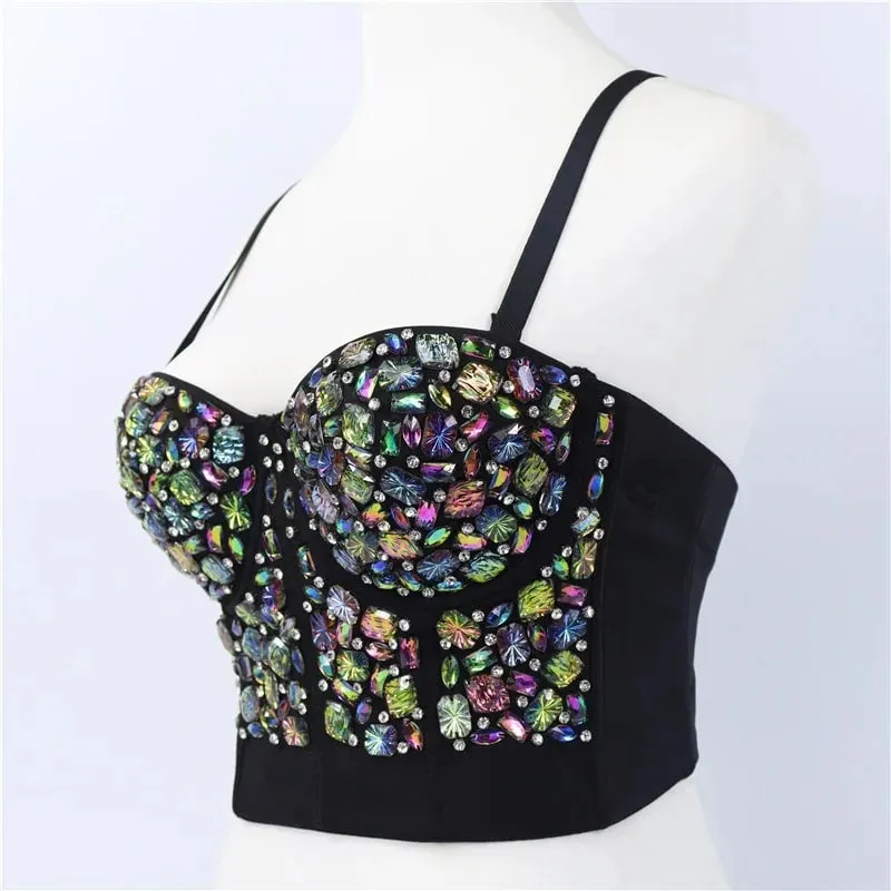 Visivane Rivet Beading y2k Tank Tops Women Bra Blusas Short Corset Woman Clothing Stage Party Shaper Ladies Crop Shirt Camis — image 6