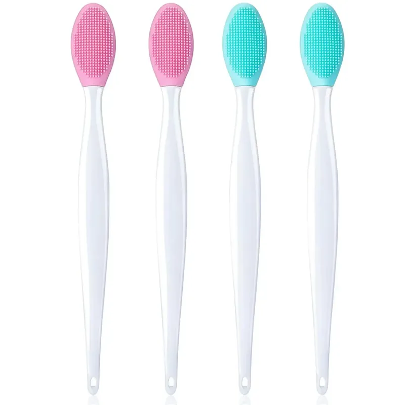 ขายส่ง 4 ชิ้นใหม่แฟชั่นการออกแบบจมูกสองด้านเครื่องมือซิลิโคน Lip Scrub Exfoliator แปรงแปรงแต่งหน้าชุดแปรงแต่งหน้า