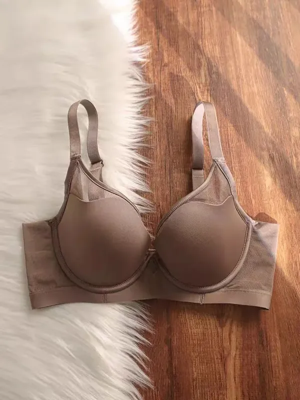 Plus Size Seamless Thin Push Up Lingerie For Women Large Breasts Look Smaller Anti-sagging Soft Underwire Bra — image 9