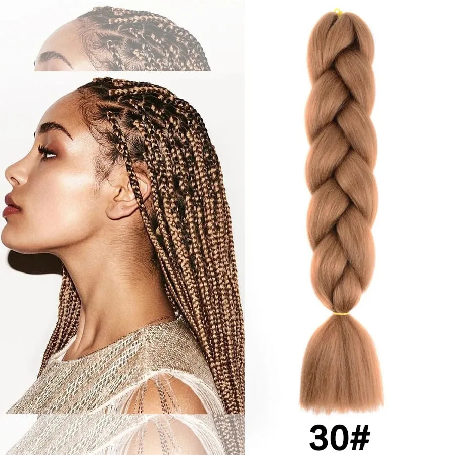 24 Inch Synthetic Jumbo Braid Pure And Ombre Braiding Hair Extensions For Women DIY Jumbo Hair Braids Black Green Gray Brown — image 13
