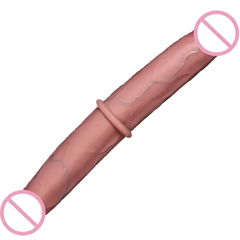 Dildo Berakhir Dua Realistik Dua Belah Besar Panjang Tebal Dildo dengan Urat Dubur Faraj Alat Seks Zakar Dewasa Besar untuk Lesbian