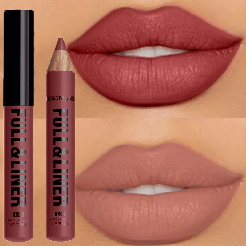 Waterproof Matte Lipliner Pencil Brown Contour Tint Lipstick Pen Long Lasting 12 Color Wooden Lip Liner Pencil Full-lip Makeup — image 4