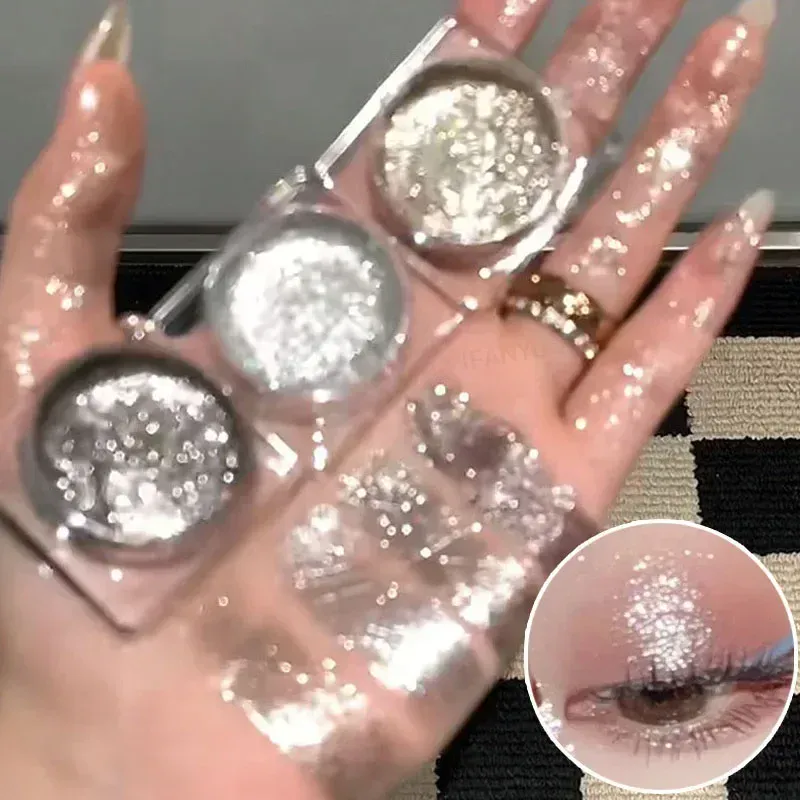 Liquid Gel Eyeshadow Pearl Glitter Body Highlighter Monochrome Diamond Shimmer Silkworm Brighten Highgloss Sequins Quick Drying