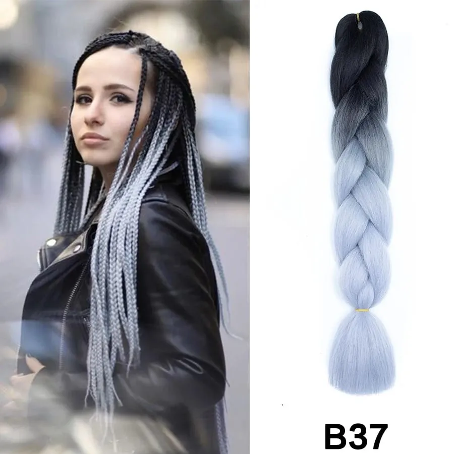 24 Inch Synthetic Jumbo Braid Pure And Ombre Braiding Hair Extensions For Women DIY Jumbo Hair Braids Black Green Gray Brown — image 48