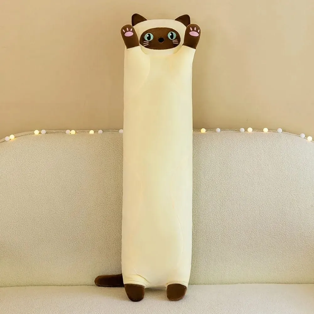 Lindo gato de peluche de 50/70cm, almohada larga y encantadora para dormir, Animal relleno creativo suave, decoración del hogar — image 8