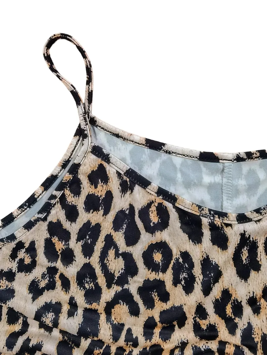 Plus Size Leopard Print Spaghetti Strap Maxi Dress Casual Beach & Vacation Wear Trend Summer Fashion for Women — image 5